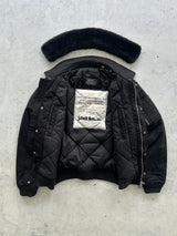 Schott Shearling Collar Zip Up Bomber Jacket (S)