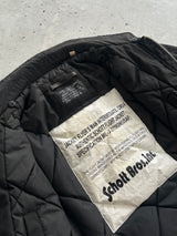 Schott Shearling Collar Zip Up Bomber Jacket (S)