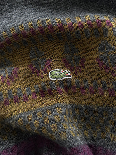 80's Chemise Lacoste Patterned Crewneck Knit Jumper (XL)