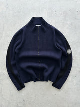AW/04 Stone Island Patch Logo Wool Zip Up Jumper (S)