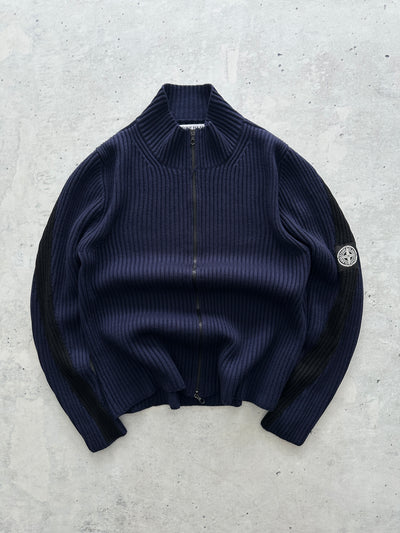 AW/04 Stone Island Patch Logo Wool Zip Up Jumper (S)