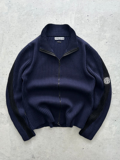 AW/04 Stone Island Patch Logo Wool Zip Up Jumper (S)