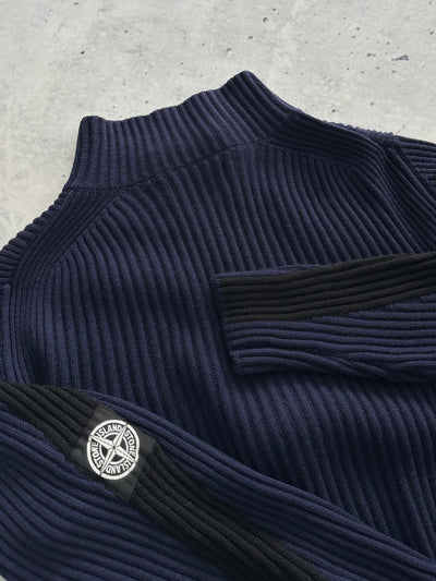 AW/04 Stone Island Patch Logo Wool Zip Up Jumper (S)