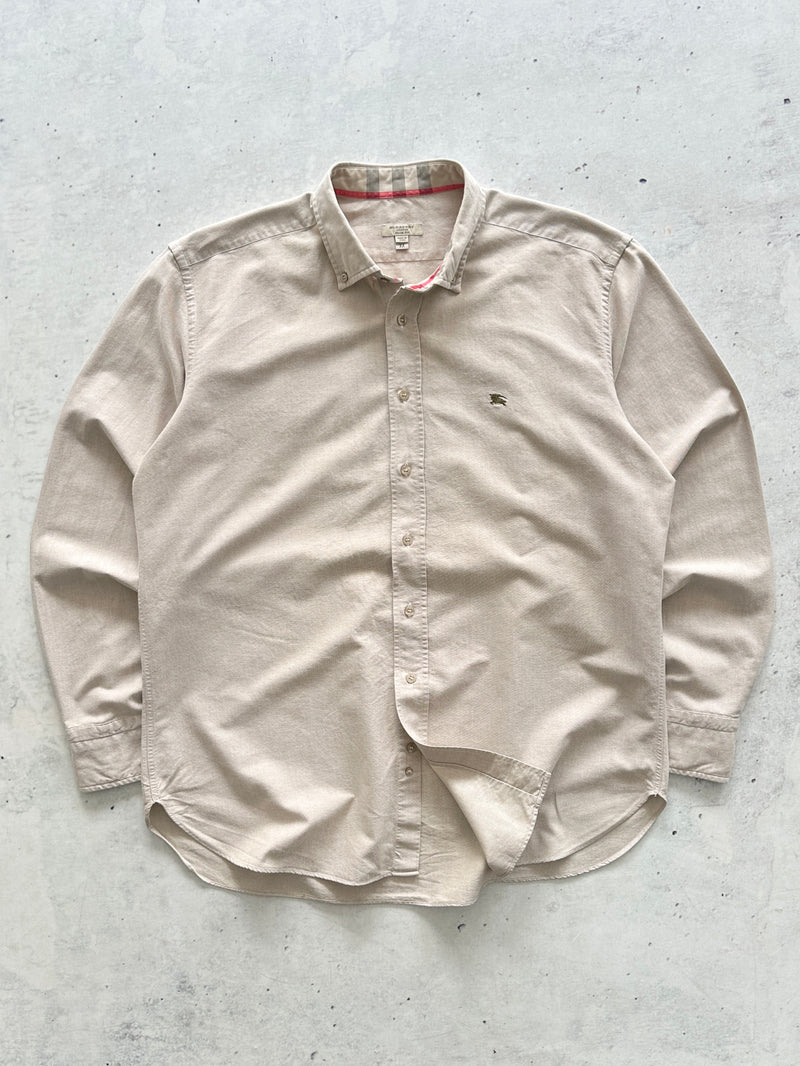 00's Burberry Nova Check Linen / Cotton Long Sleeve Shirt (XXL)