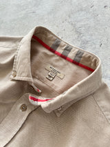 00's Burberry Nova Check Linen / Cotton Long Sleeve Shirt (XXL)
