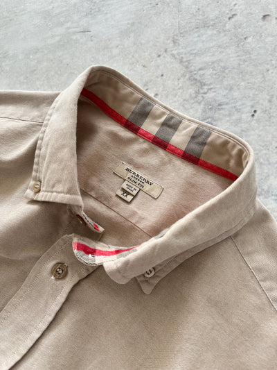 00's Burberry Nova Check Linen / Cotton Long Sleeve Shirt (XXL)
