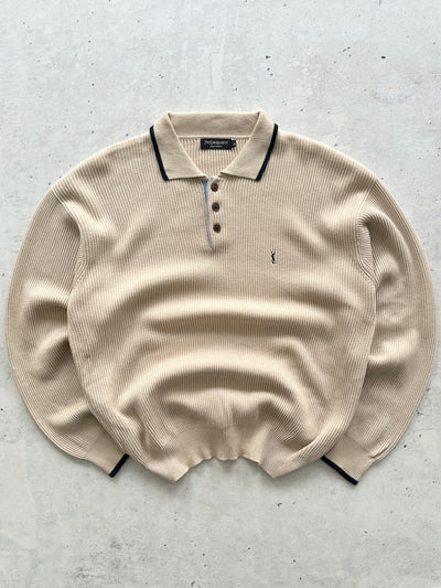 Vintage YSL Chunky Ribbed Pullover Knit Jumper (XL)