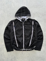 00's Armani Jeans Modular Contrast Stitch Zip Up Hooded Jacket (L/XL)