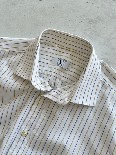 90's Valentino Chemises Vertical Stripe Long Sleeve Shirt (L)