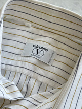 90's Valentino Chemises Vertical Stripe Long Sleeve Shirt (L)
