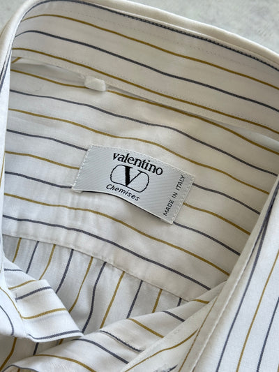 90's Valentino Chemises Vertical Stripe Long Sleeve Shirt (L)