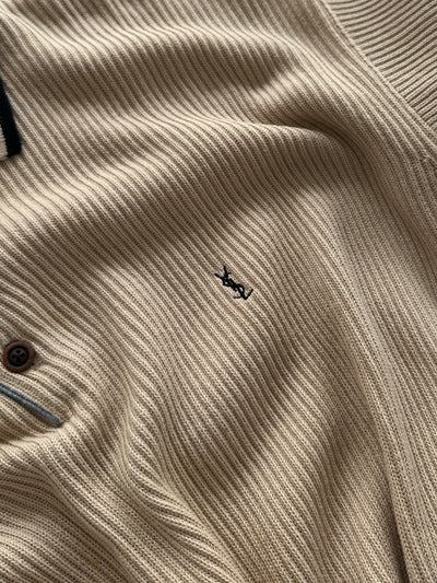 Vintage YSL Chunky Ribbed Pullover Knit Jumper (XL)