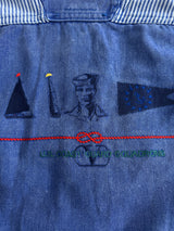 90's Valentino US coast squadrons Embroidered Denim Jacket (XL)