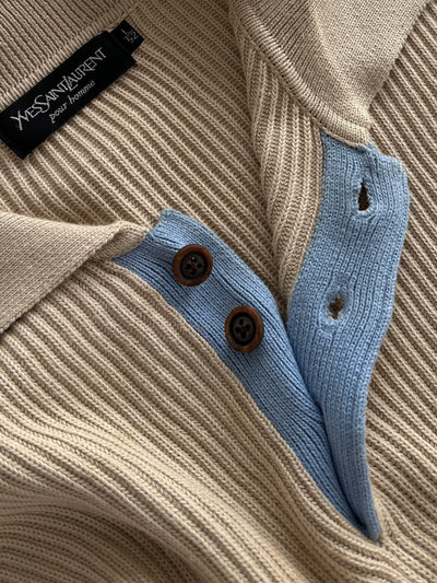 Vintage YSL Chunky Ribbed Pullover Knit Jumper (XL)