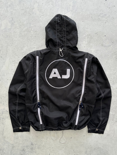 00's Armani Jeans Modular Contrast Stitch Zip Up Hooded Jacket (L/XL)