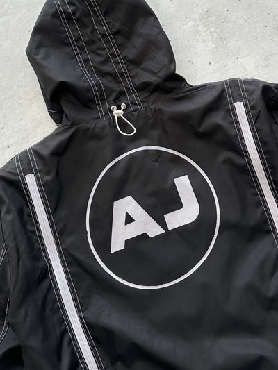 00's Armani Jeans Modular Contrast Stitch Zip Up Hooded Jacket (L/XL)