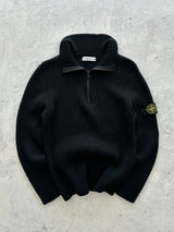 00's Stone Island Ribbed Chunky Wool Knit 1/4 Zip Jumper (S)