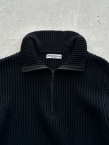 00's Stone Island Ribbed Chunky Wool Knit 1/4 Zip Jumper (S)