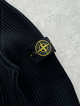 00's Stone Island Ribbed Chunky Wool Knit 1/4 Zip Jumper (S)