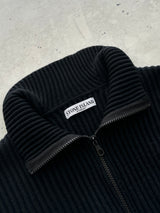 00's Stone Island Ribbed Chunky Wool Knit 1/4 Zip Jumper (S)