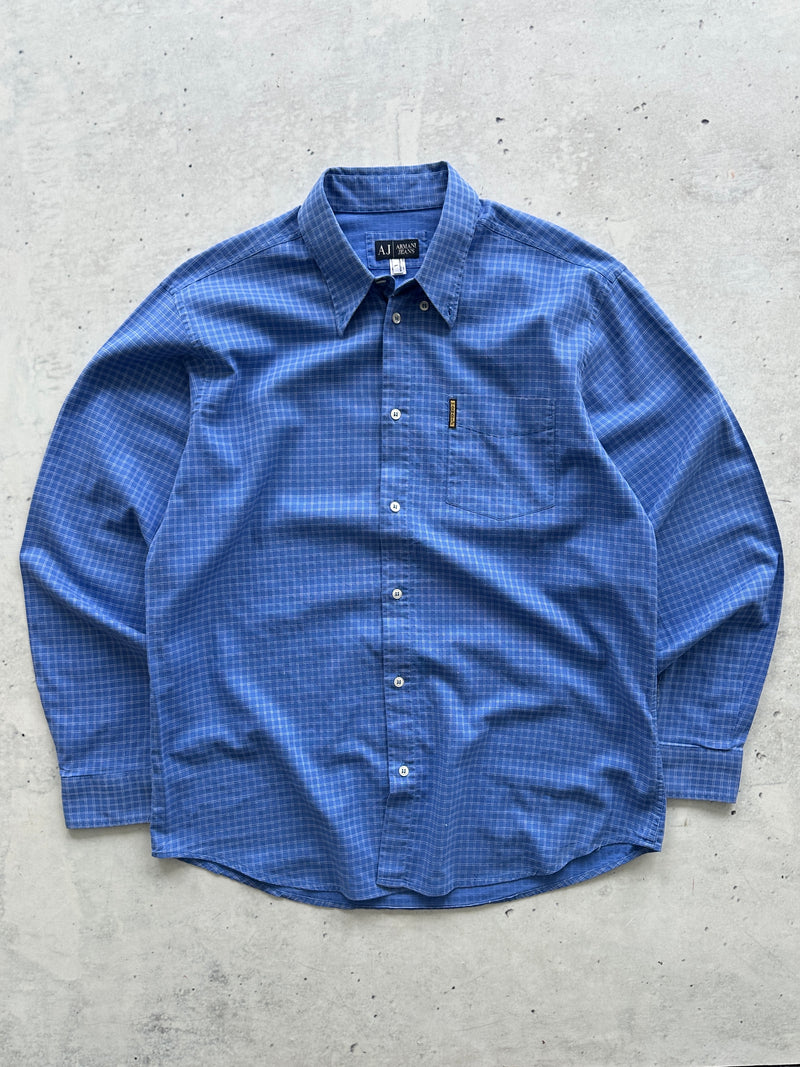 00's Armani Jeans Checked Long Sleeve Shirt (L)