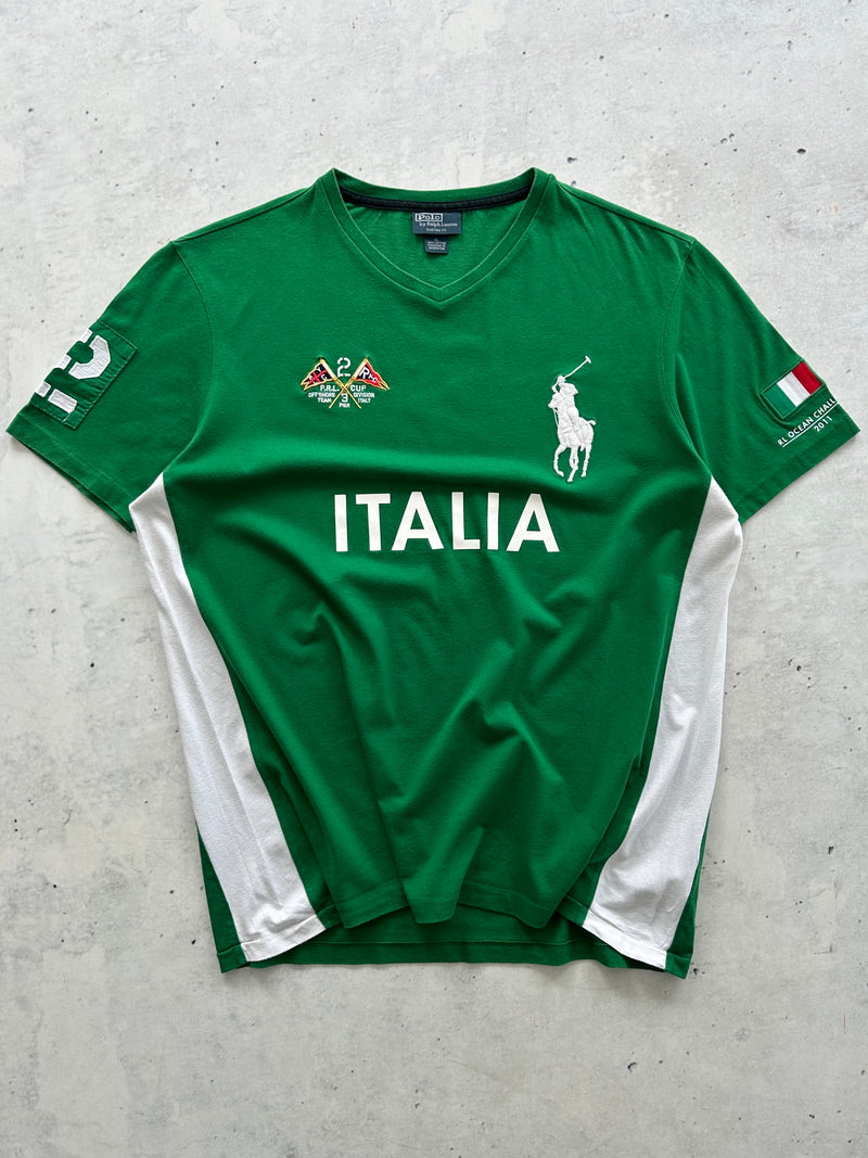 Ralph Lauren Big Logo Italy V Neck T Shirt (XL)