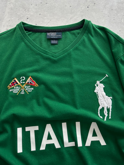 Ralph Lauren Big Logo Italy V Neck T Shirt (XL)