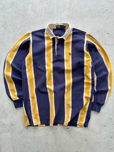 90's Ralph Lauren Vertical Stripe Heavyweight Rugby Shirt (L)