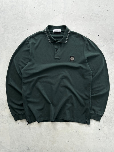 AW/12 Stone Island Patch Logo Long Sleeve Polo Shirt (XL)