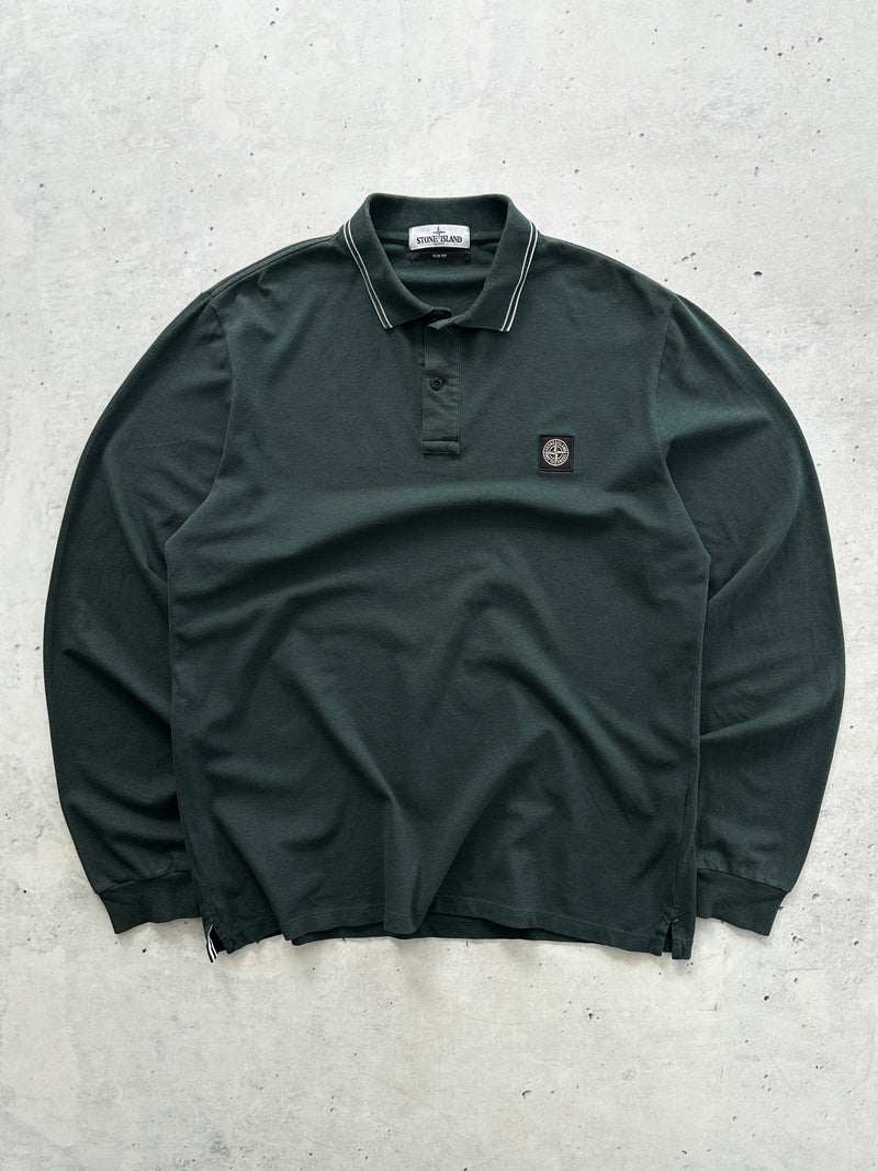 AW/12 Stone Island Patch Logo Long Sleeve Polo Shirt (XL)