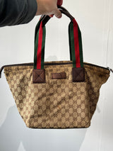 Vintage Gucci monogram canvas / leather handbag (one size)
